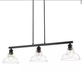 0305-lp Golden Lighting Carver 3- -light Matte Black Linear Pendant With Glass Shade