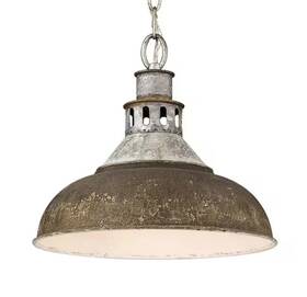 0865-lagv-rust Golden Lighting Kinsley 1 Light Large Pendant Steel/rust -