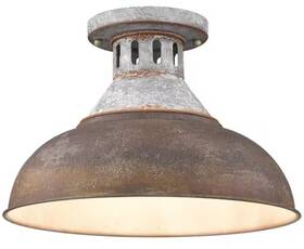 0865-sf Golden Lighting Kinsley 9.63 Inch 1-light Aged Steel Semi-flush Mount