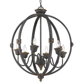 0892-6 Golden Lighting Jules 6-light Antique Black Iron Traditional Chandelier