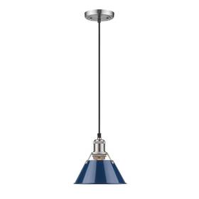 3306-s Golden Lighting Orwell Pw 1-light Pewter Pendant With Navy Blue Shade