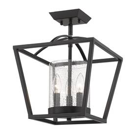 4309-sf Golden Lighting Blk-sd Mercer - 3 Light Semi-flush Mount In Modern Style