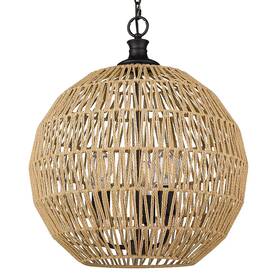 6933-3p-blk-nr Golden Lighting Florence Cage Pendant - 6933-3p Blk-nr Farmhouse -nob