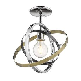 7936-1sf Golden Lighting 844375077515 Ch-bs-ab Atom Semi-flush/pendant Chrome With Brushed Steel And Aged