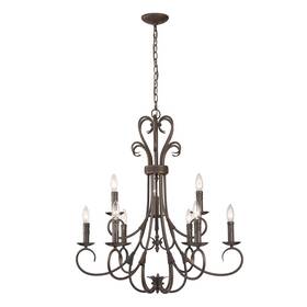 8606-cn9 Golden Lighting - Nine Light Chandelier Homestead Candelabra