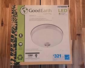 Good Earth 755284015263 New Lighting Legacy 11 Inch Led Flush Mount Light Satin Nickel