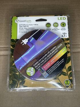 Good Earth 755284017373 Led Self-adhesive Color White Tape Light Kit New Sealed