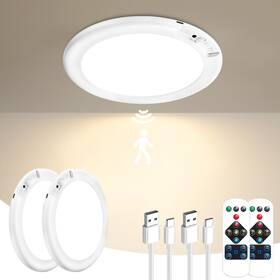 T070-3cct-2 Gotopceed 2 Pack Rechargeable Motion Sensor Ceiling Light With Remote - Magnetic Wirele