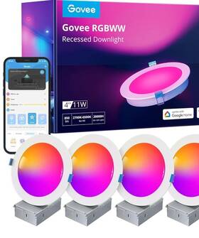 H601b Govee Smart Recessed Lighting 4 Inch Wi-fi Bluetooth Direct Connect Rgbww Pack