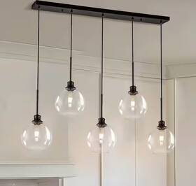 Goyeel Pl4005bk Glazure 5-light Matte Black Linear Island Pendant Light With Clear Glass