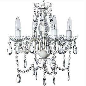 Gypsy Color 682962248500 The Original 4 Light Crystal White Hardwire Flush Mount Chandelier