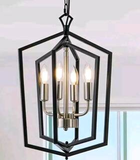 Gzjunyo 771077283770 4-light Black Farmhouse Chandelier Light Fixture Iron Lantern Pendant