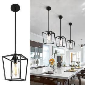 Gzjunyo 771077283787 1-light Black Pendant Light Fixture Farmhouse Iron Cage Metal