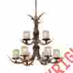 H0014 Vaxcel 9 Light Deer Antler Chandelier