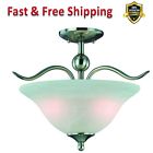 H10-4289 Hardware House Dover Semi Flush Mount Ceiling Light Satin Nickel
