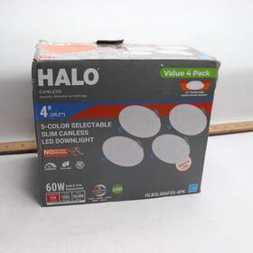5cct Halo 080083297269 4-pk Canless Integrated Led White 600 Lumens 4 Inch Hlbsl406fs5-4pk