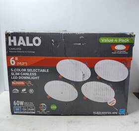 Halo 080083297283 Hlbsl609fs5-4pk 6 Inch Canless Slim 5-color Selectable Led Downlight 4 Pack