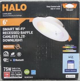 Halo 080083298020 Regresed Canless Smart Wi-fi Led Recessed Downlight 6 Inch Rlwzc612 With Wiz Pro