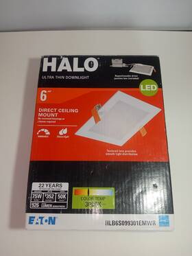 Halo 080083912322 Hlb 6 Inch Selectable White Square Canless Recessed Led Thin Downlight Kit