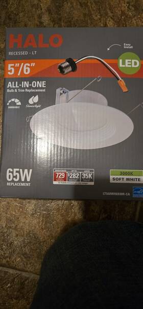 Lt560wh6930r-ca Halo 5/6 Inch 3000k Led Soft White Recessed Light Dimmable Shower Lt560wh6930r