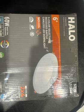 Ltc608fs5b Halo 6in Adjustable Cct Canless Led 5-color Selectable Recessed Baffle Downlight