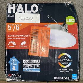 Rl56099s1ewhr-ca Halo Rl56 Selectable 5 Inch /6 Recessed Led Shower Baffle Downlight