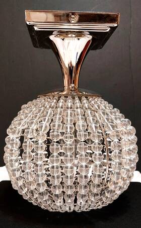 Hampton Bay 022011617909 Bellefont Emi Flush Mount Light Fixture Polished Nickel Glass Beads