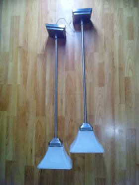 Hampton Bay 022011656717 Set Of 2 Lights Brushed Nickel Pendant. Frosted Glass Shades