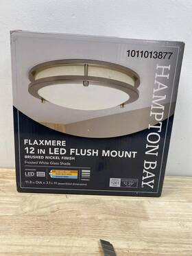 Hampton Bay 046335128200 Flaxmere 12 Inch Led Flush Mount Brushed Nickel For Kitchen/bedroom