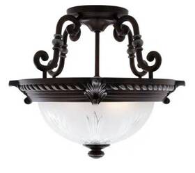 08060 Hampton Bay Bercello Estates 15 Inch 2-light Volterra Bronze Semi-flush Mount