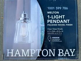 Hampton Bay 092903942167 Melton 1-light Polished Nickel Pendant Clear Glass Shade