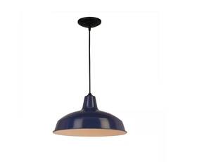 1005662280 Hampton Bay 1-light Dark Blue Warehouse Pendant With Metal Shade
