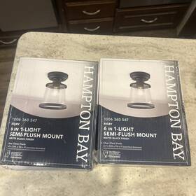 1006360547 Hampton Bay Lot Of 2 Rigby 1-light Matte Black Flush Mount Ceiling Light New