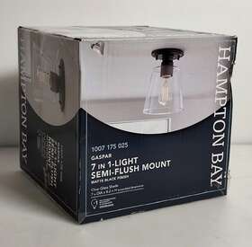 1007 Hampton Bay 175 025 Gaspar 7 Inch Matte Black Semi-flush Mount Ceiling Light Clear Glass