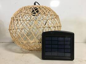 1007976299 Hampton Bay Ashville Solar Led Pendant Light Natural Rattan Finish