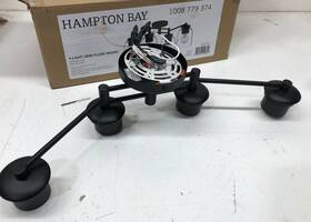 1008779374 Hampton Bay Boundbrook 26.25 Inch 4light Black Semi-flush Mount Clear Glass Used