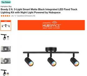 1009105586 Hampton Bay Boedy 2 Ft. 3-light Smart Black Integrated Led Fixed Track Light