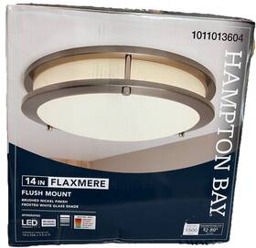 Hampton Bay 1011013604 Flaxmere 14 Inch Modern Brushed Nickel Selectable Cct Led Flush Mount