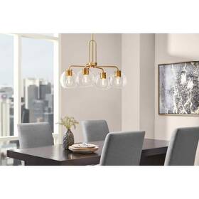 1051hbvbdi Hampton Bay Nelwyn 25 Inch 4-light Brass Chandelier Clear Glass Globe Shades