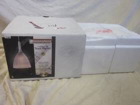 114065 Hampton Bay Plisa Adjustable Track Pendant White Frosted Pleated Glass - New