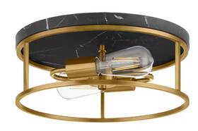 24132-002 Hampton Bay Hb Cogburn 13 Inch 2-light Antique Brass With Black Marbled Base Flush Mount