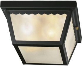 Hampton Bay 280 746 R 2-light Outdoor Flushmount In Matte Black