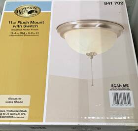 841702 Hampton Bay 370830 11 Inch 1-light Brushed Nickel Flush Mount