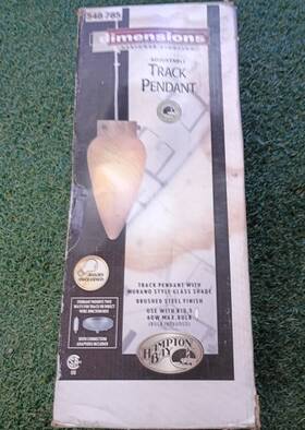 548-785 Hampton Bay Pendant Lighting Amber Murano Style Glass Shade - Brand New