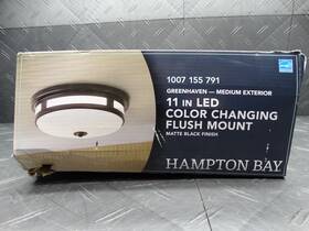 564281011 Hampton Bay Greenhaven Medium Exterior 11in Led Color Changing Flush Mount