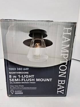 1003340649 Hampton Bay 60355 Northmoore 1-light Oil Rubbed Bronze And Glass Vintage