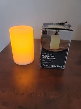 Hampton Bay 687293642089 3 Inch D X 4.5 H Fireglow Candle With 24 Led In White