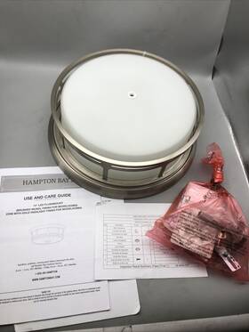 Hampton Bay 718212239827 Portland Court 14 Inch Brushed Nickel Led Flush Mount Ceiling Light Read