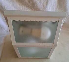Hampton Bay 725916814328 Cottage White 2-light Outdoor Flush Mount Light Frosted Glass Lamp