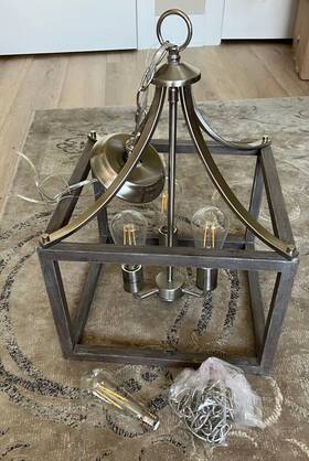 7948hbbndi Hampton Bay Boswell Quarter 14 Inch 3-light Brushed Nickel Pendant Lamp With Bulbs